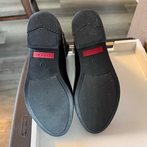 Coach Black Patent Signature Chelsea Rain Boots with Red Accent - Picture 3 of 4